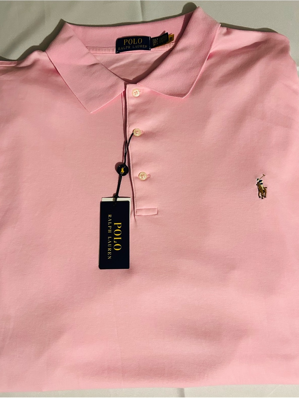 Ralph Lauren Men’s Polo Shirt in Pink with Embroidered Colored Pony 3XLT